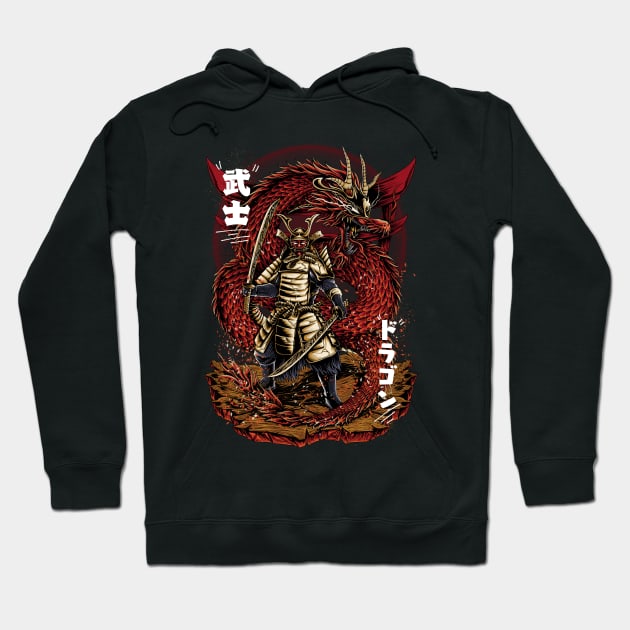 Japan Samurai Dragon Hoodie by The Artz